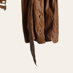 Peter Som  Brown Faux Leather Belted Tie Waist Button Front Mini Shirt Dress Sz 2 Photo 11