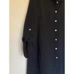 John Mark  Classic Black‎ Tiered Ruffle Back Button Up Shirt Blouse Top Medium Photo 1