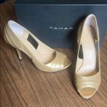 Tahari  Size 8.5 Sly Gold Stilleto Peep Open Toe Heels Photo 0