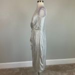 Eliza J Gold Metallic Sheath Cocktail Dress Size 10 Sleeveless V-Neck Sheath Photo 4