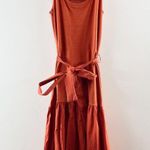 Nation Ltd Everly Frilly Ruffle Strap Tiered Cotton Midi Dress Cayene Red Small Photo 3