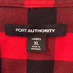 Port Authority  Red and Black Plaid Button Front Shirt Women’s XL Extra Large Photo 1