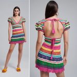 NWT Love the Label Larona Rainbow Crochet‎ Dress Size XS Pink Photo 2