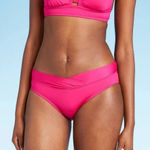 Kona Sol  Rose Pink Shirred Hipster Medium Coverage Bikini Bottom Photo 0