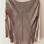 Modissima Flowy Top Size Small Italy Back Crochet Sweater Overlay Hi Low Beige Photo 0