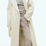 ZARA  Cotton Long Trench Coat Belted Cream White size L 8197 734 Photo 0