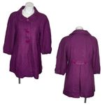 JOHN PAUL RICHARD Purple Basket Weave Fabric Coat Big Buttons Womens Size Medium Photo 12