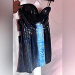 Bebe Black and Blue Sequin A-Line Skirt Photo 5