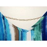 Cato Est. 1946 Ladies Blue Blouse Top Size S Beaded Faux Necklace Bell SS V-Neck Photo 3