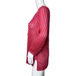 Chico's  Crochet Tunic Sweater Womens M Pink Sheer Knit Boho Beach Cover Layer‎ Photo 2