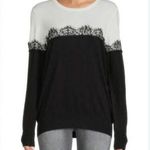 Laundry by Shelli Lace Trim Color Block Knit Top Size Small Black Photo 0