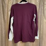 PINK Victorias Secret Maroon White Colorblock Campus Long Sleeve Shirt, Small Photo 1