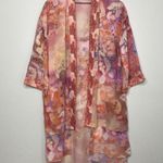 Soft Surroundings Topper Womens Large Pink Watercolor Longline Boho Flowy Resort Photo 1