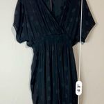 Madewell  Women’s Wrap Front Smock Waist Jumpsuit in Dot Jacquard Black Med EUC Photo 5