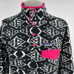 Patagonia Big Fish Ikat Print Synchilla Fleece Pullover Black White Hot Pink S Photo 2