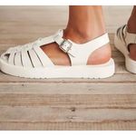 Free People Finn Fisherman Platform Sandals in White Patent Leather Size 9 Photo 2