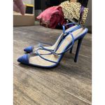 ALEVI MILANO Satin Ankle Strap Sandals Size US 10 EU 40 Made in Italy Blue Photo 5