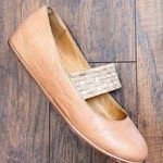 L’Amour Des Pieds • Clara mary jane shoes tan leather woven elastic strap wedge Size 7.5 Photo 0