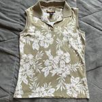 Havana Jack's Cafe Green and White Hawaiian Floral Tank Top Polo Shirt Sz Small Photo 0