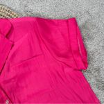 Anthropologie by  Classic Surf Satin Shortsleeve Button Down Shirt in Hot Pink M Photo 8