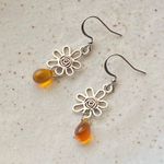 Handmade retro vintage fairy boho funky hippie style quality spiral flower dangle earrings🌀🤎🌱 Photo 4