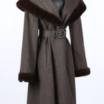 Loro Piana  Cashmere, Wool, & Genuine Fur Coat w Belt Photo 2