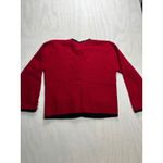 Karen Scott  Red Wool Cardigan Sweater Black Trim Gold Buttons Size L Photo 10