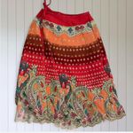 BOGO TravelSmith Bohemian Wrap Sequin Floral Midi Skirt Red Photo 8
