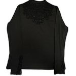None Woman’s Black Blouse Long Sleeve Mesh Shirt Photo 0