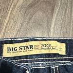 Big star Y2K  Union Straight Leg Jeans Premium Denim Leather Patch Blue 2000s Photo 1