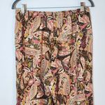 Anne Carson  Brown and  Pink Paisley Silk Wide-Leg Pants Size Large Photo 5