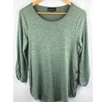 Fortune + Ivy  Womens Green Button Accent 3/4 Sleeve Top Size S Photo 0
