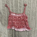 We The Free Free People Red Ruffled Floral Tank Top Photo 1