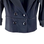 Cache Y2K Vintage Black Double Breasted Asymetrical Blazer Suit Jacket Photo 3