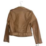 ZARA Faux Leather Moto Jacket Camel Brown Size L Photo 2
