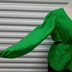 A New Day Top Women's Medium Green White Dotted Cut Out Sexy Blouse Photo 6