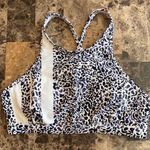 Athleta Zimbabwe High Neck Swim Bikini Top Leopard Print Photo 3