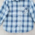 Teddi Blue Plaid Flannel Western Long Sleeve Button Up VTG College Petite Small Photo 3