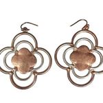 New Large Two Tone Silver & Rose Gold Clover Women’s Dangle Earrings Photo 0