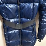 AQUA Puffer Metallic Blue Belted Coat- Size Medium Photo 2