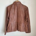 Reba Sierra Sunrise Sheep Leather Studded Zip Up Leather Distressed Jacket Large Brown Photo 2
