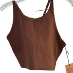 Girlfriend Collective NWT  Brown Racerback Sports Bra Crop Top Size L active Photo 0