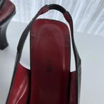 Ann Taylor VINTAGE 90s Y2K Black Leather Slingback Pumps Square Toe Block Heels Photo 2