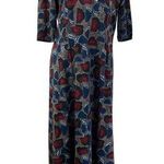 Saks 5th Avenue Vintage 60s Saks Fifth Avenue Maxi Dress Abstract Print Blue Red Photo 0