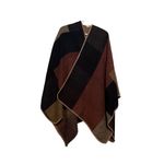 Unknown Brand‎ Women's Brown Color Block Boho Poncho Cardigan Oversized Cape Size undefined Photo 3
