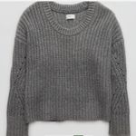 Aerie  Cozy Gray Oversized Crew Neck Sweater Size S Photo 2