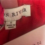 Moon River red high rise elastic ruffle waist front overlay pull on pants Photo 8