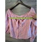 Free People  top sz XS Stripped Boho cottagecore long sleeves off shoulder Photo 4