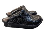 Alegria SEV-7513 Clogs Mules Womens 37 Black Silver Floral Leather Slip On Photo 1