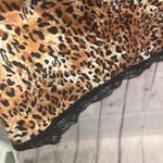 Retro Leopard Print Slip Dress with Black Lace detail rosettes baby doll y2k Size L Photo 3